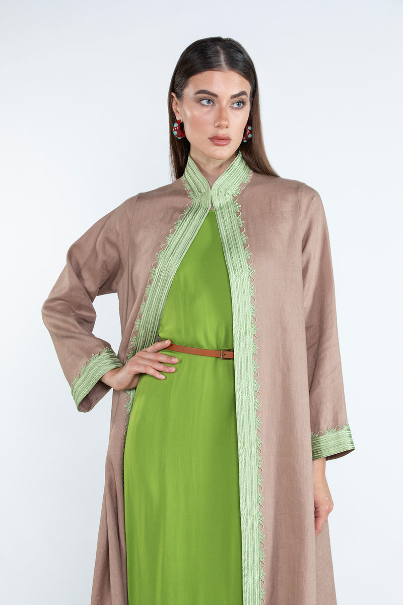 SM2512  Modern Elegance Linen Abaya