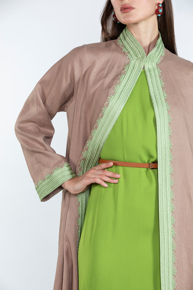 SM2512  Modern Elegance Linen Abaya