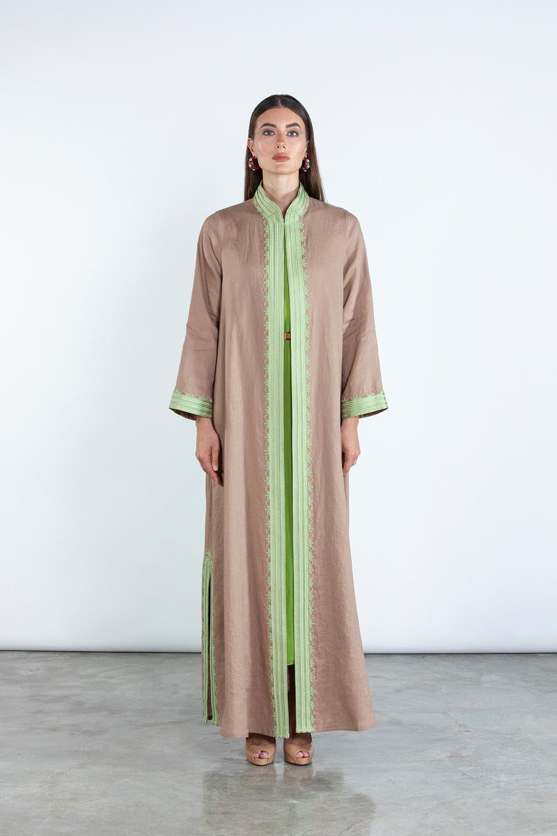 SM2512  Modern Elegance Linen Abaya