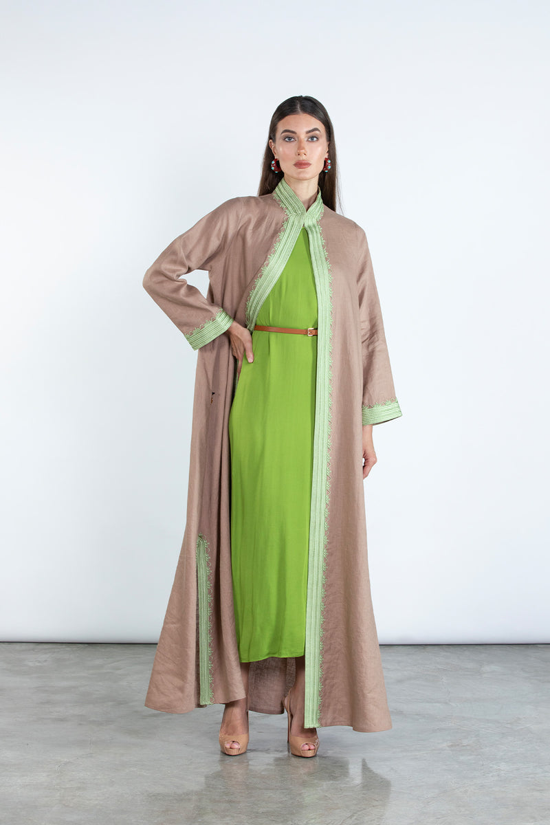 SM2512  Modern Elegance Linen Abaya
