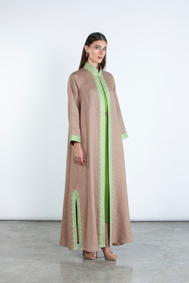 SM2512  Modern Elegance Linen Abaya