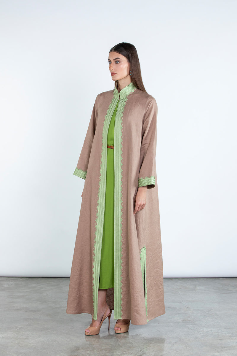 SM2512  Modern Elegance Linen Abaya