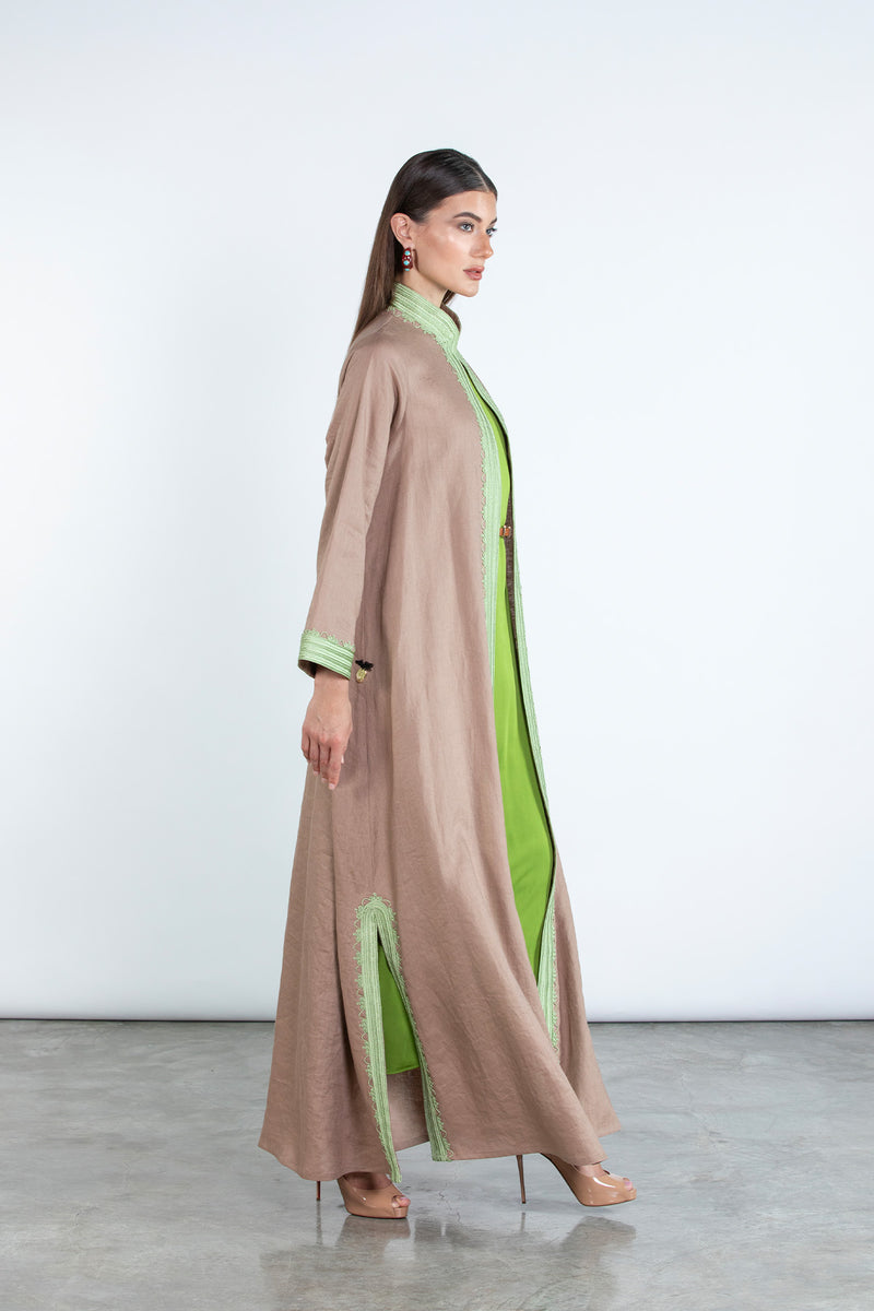 SM2512  Modern Elegance Linen Abaya