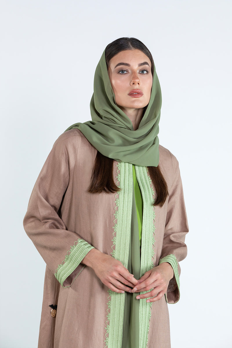 SM2512  Modern Elegance Linen Abaya