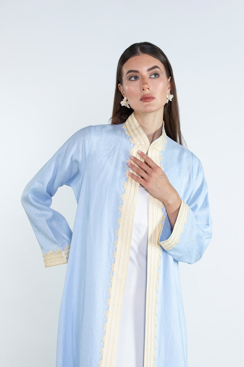 SM2512  Modern Elegance Linen Abaya