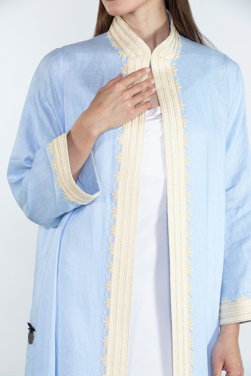 SM2512  Modern Elegance Linen Abaya
