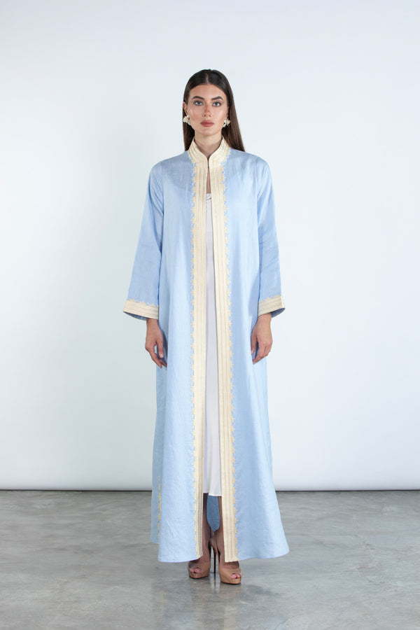 SM2512  Modern Elegance Linen Abaya