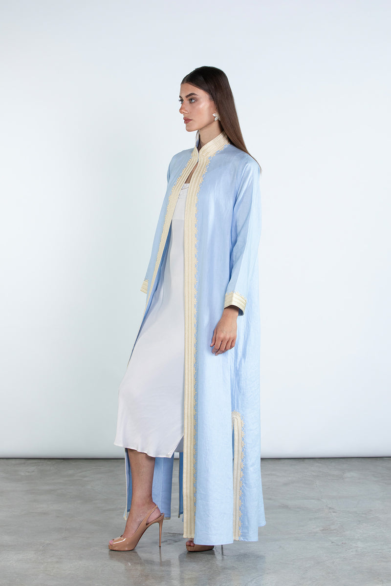 SM2512  Modern Elegance Linen Abaya