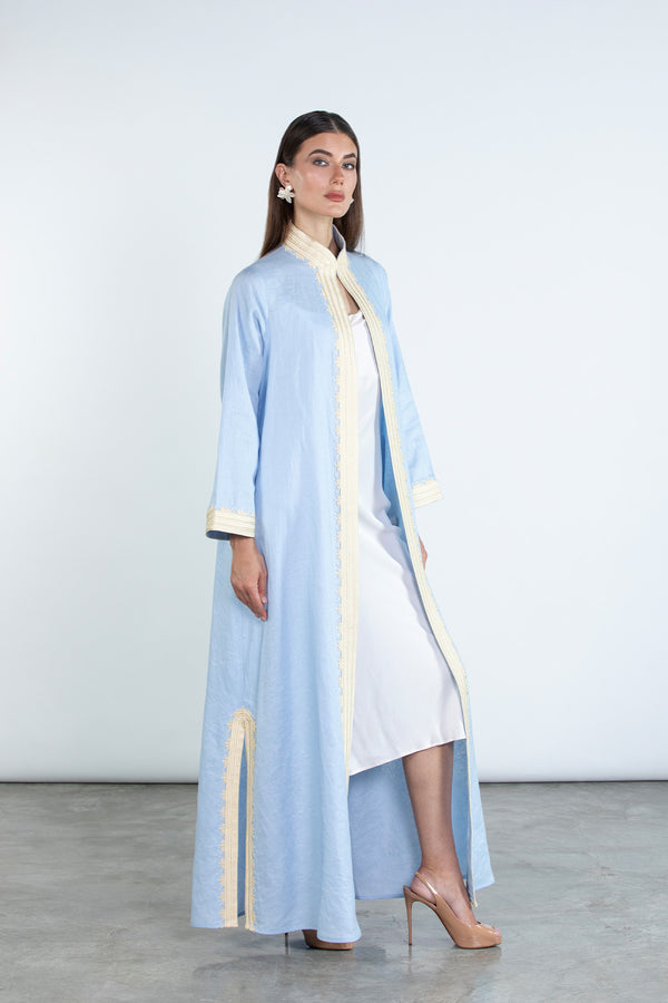 SM2512  Modern Elegance Linen Abaya