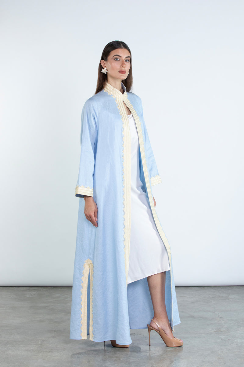 SM2512  Modern Elegance Linen Abaya