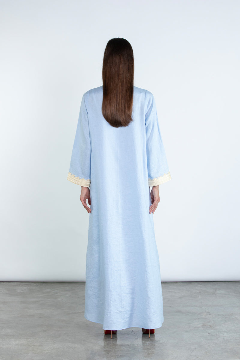 SM2512  Modern Elegance Linen Abaya