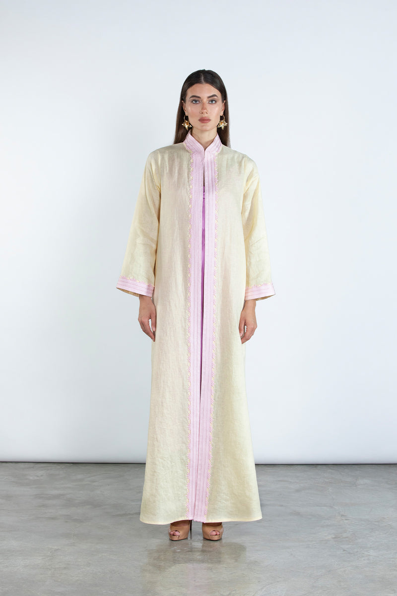 SM2512  Modern Elegance Linen Abaya