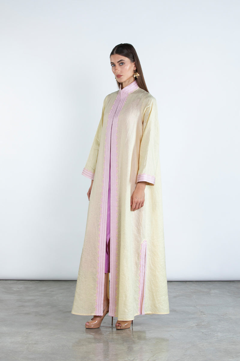SM2512  Modern Elegance Linen Abaya