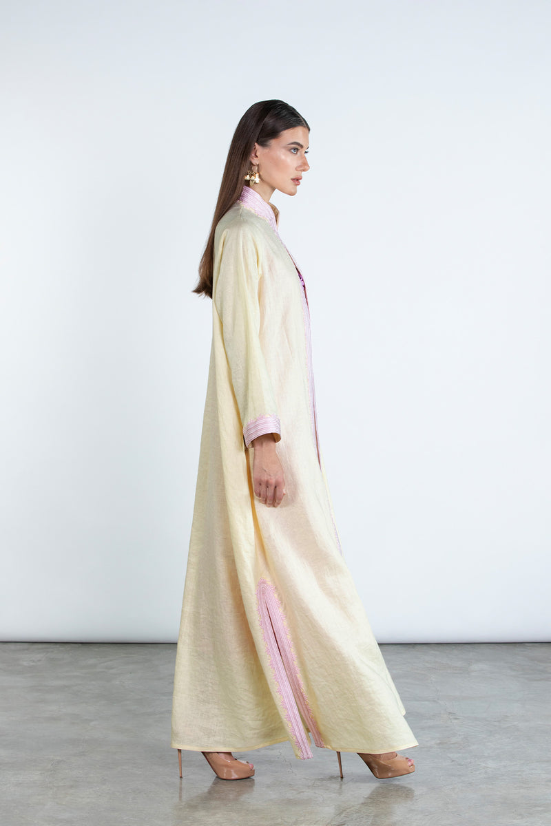 SM2512  Modern Elegance Linen Abaya