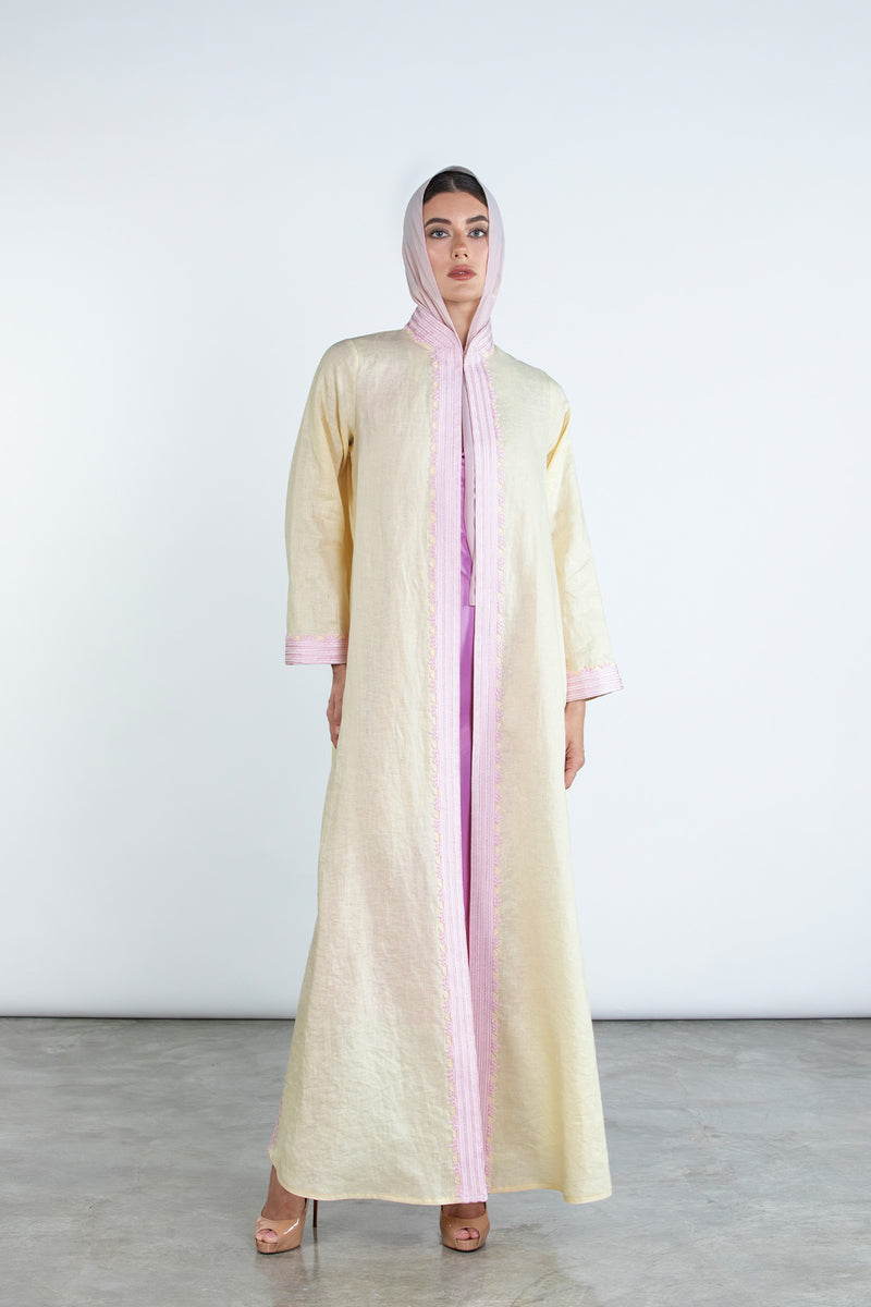 SM2512  Modern Elegance Linen Abaya