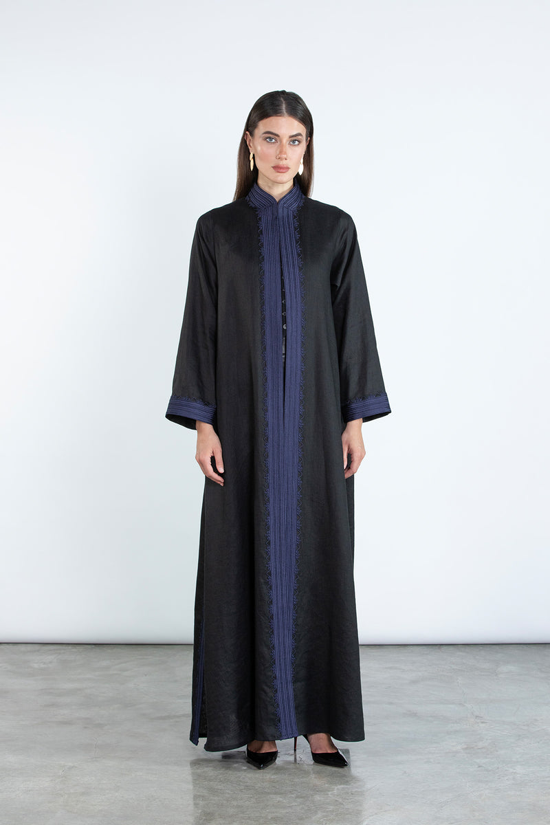 SM2512  Modern Elegance Linen Abaya