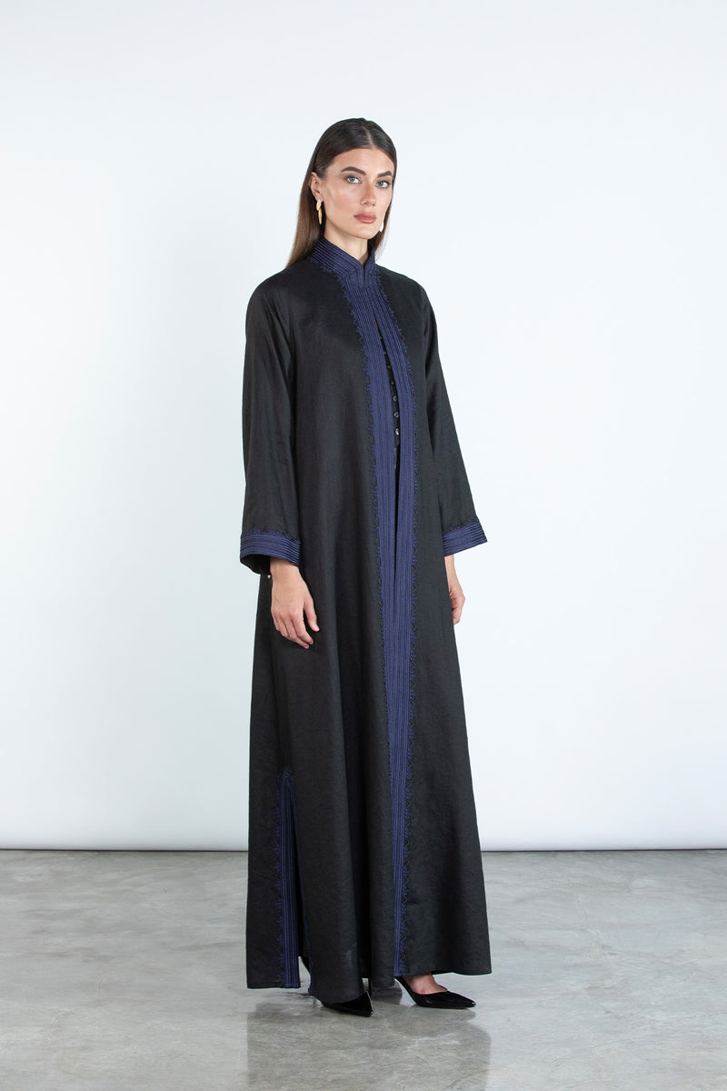 SM2512  Modern Elegance Linen Abaya