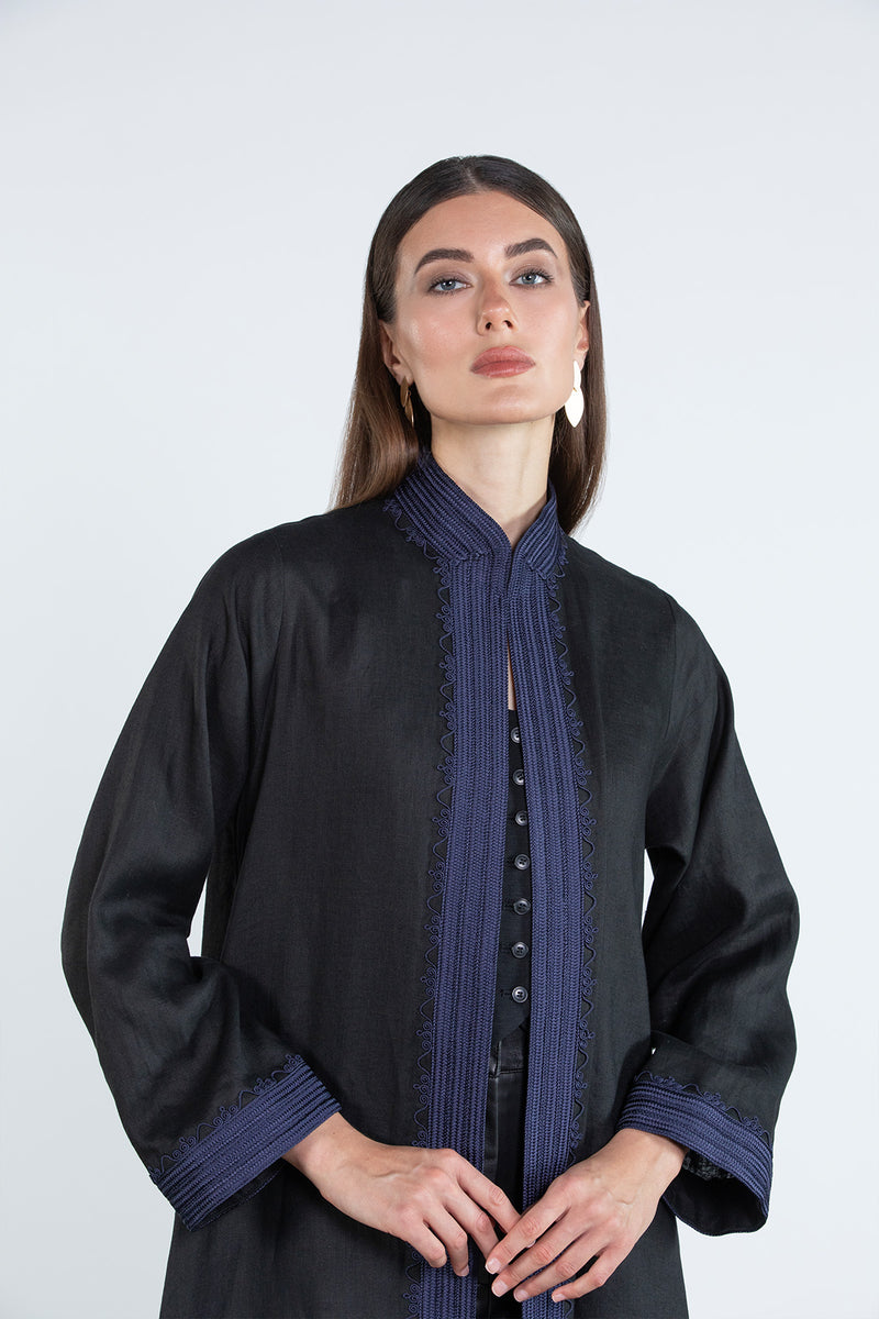 SM2512  Modern Elegance Linen Abaya