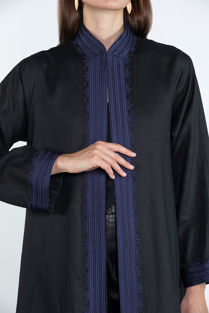 SM2512  Modern Elegance Linen Abaya