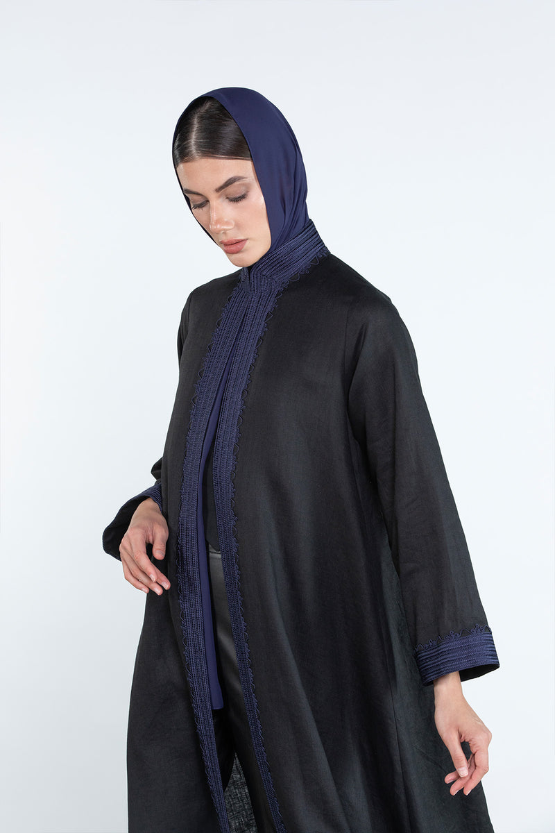 SM2512  Modern Elegance Linen Abaya