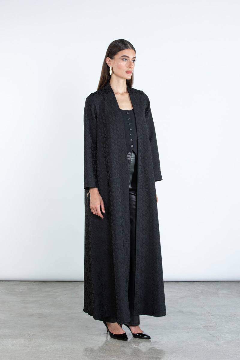 SM2506 Jacquard Flared Abaya with Matching Motif headscarf