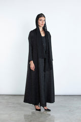 SM2506 Jacquard Flared Abaya with Matching Motif headscarf