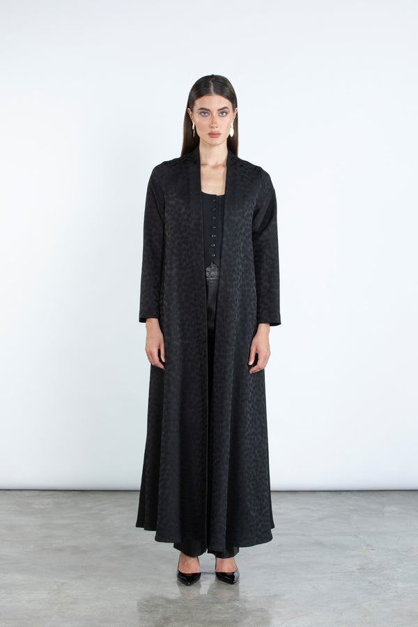 SM2510 Elegant Jacquard Abaya with Plain Black headscarf