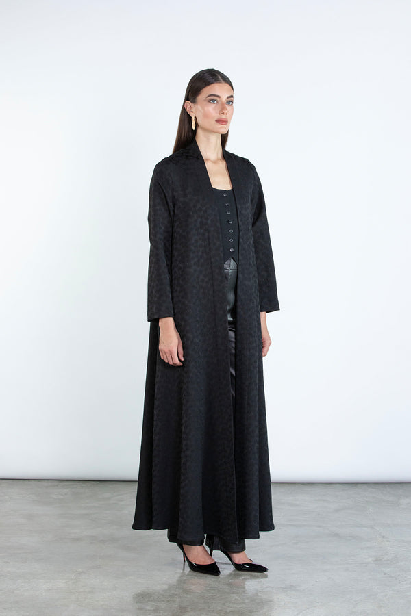 SM2510 Elegant Jacquard Abaya with Plain Black headscarf