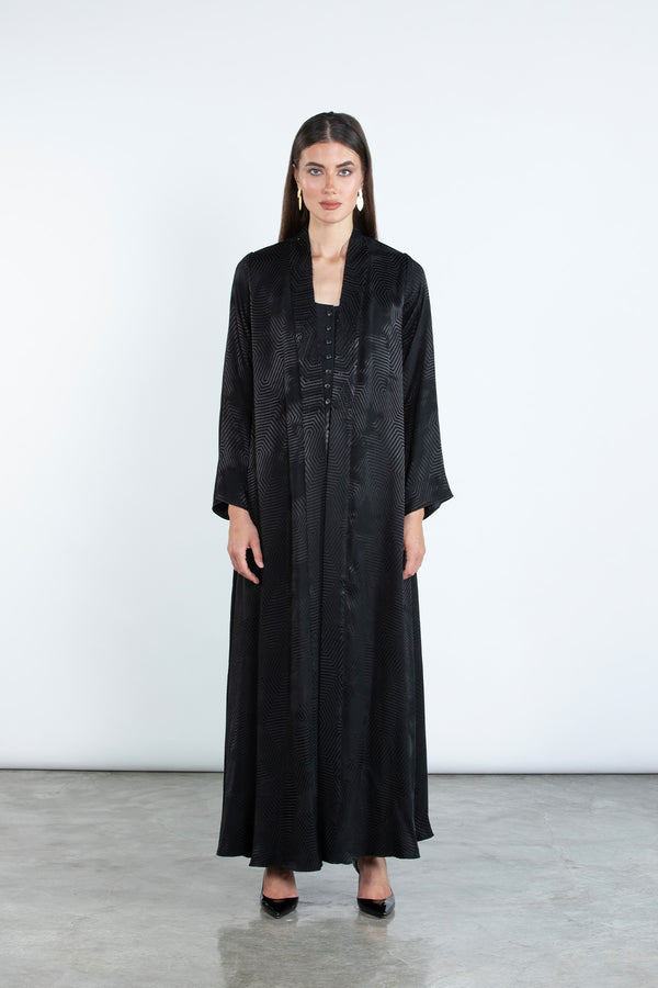 RTWS2502-BLK LAYAN Textured Everyday Abaya