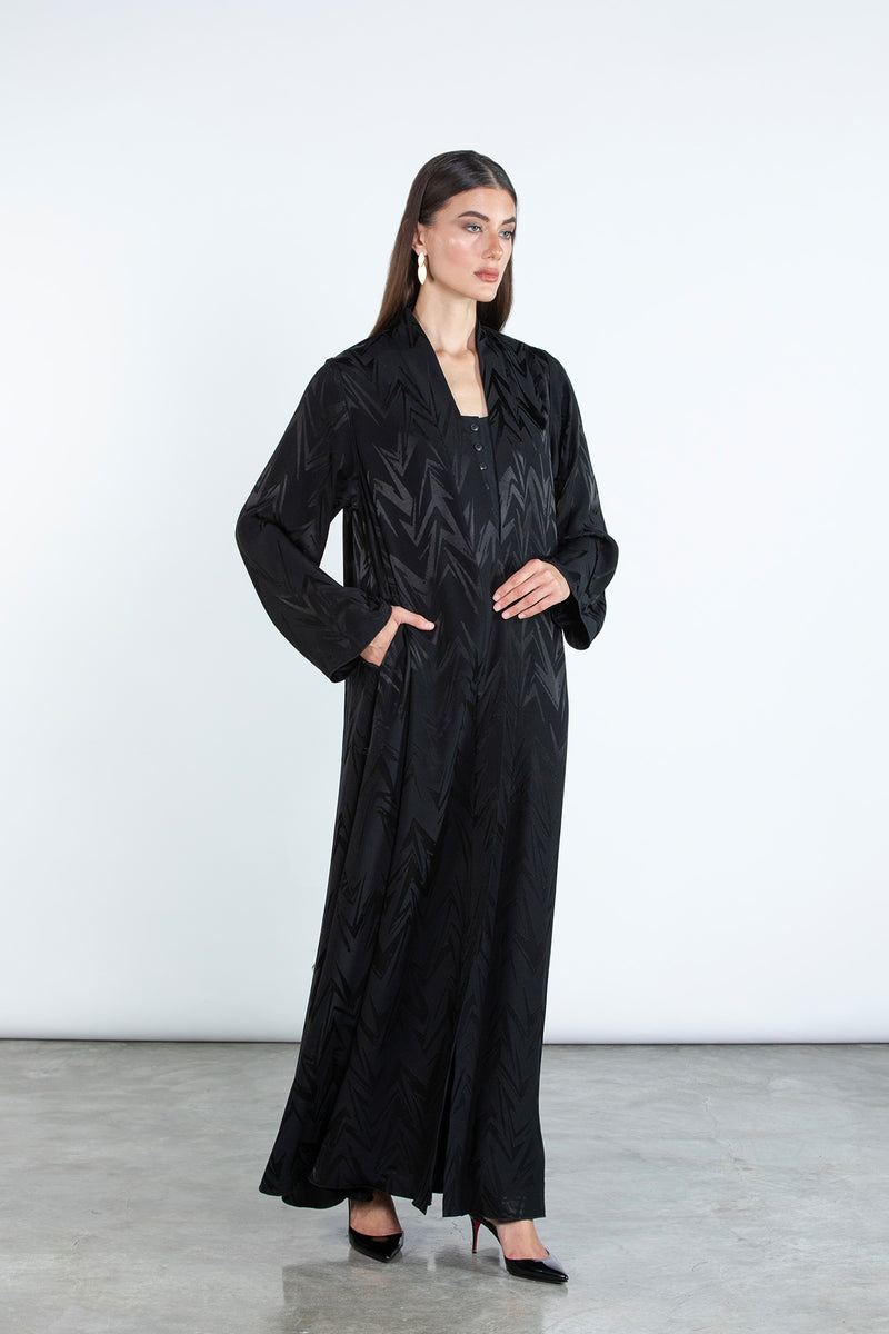 RTWS2504-BLK REYAH Textured Everyday Abaya