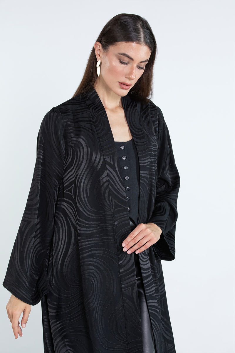 RTWS2503-BLK  SAHAR Textured Everyday Abaya