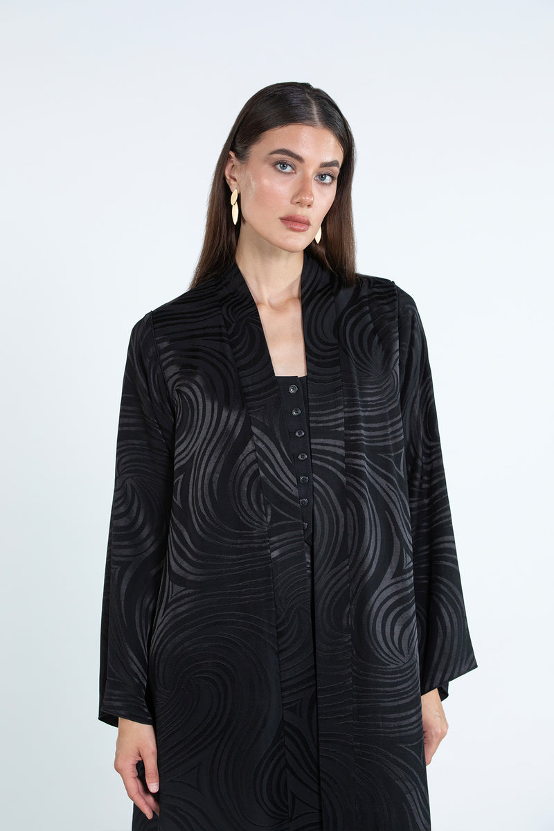 RTWS2503-BLK  SAHAR Textured Everyday Abaya