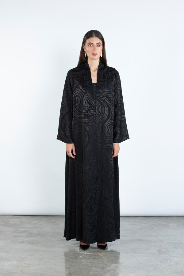 RTWS2503-BLK  SAHAR Textured Everyday Abaya