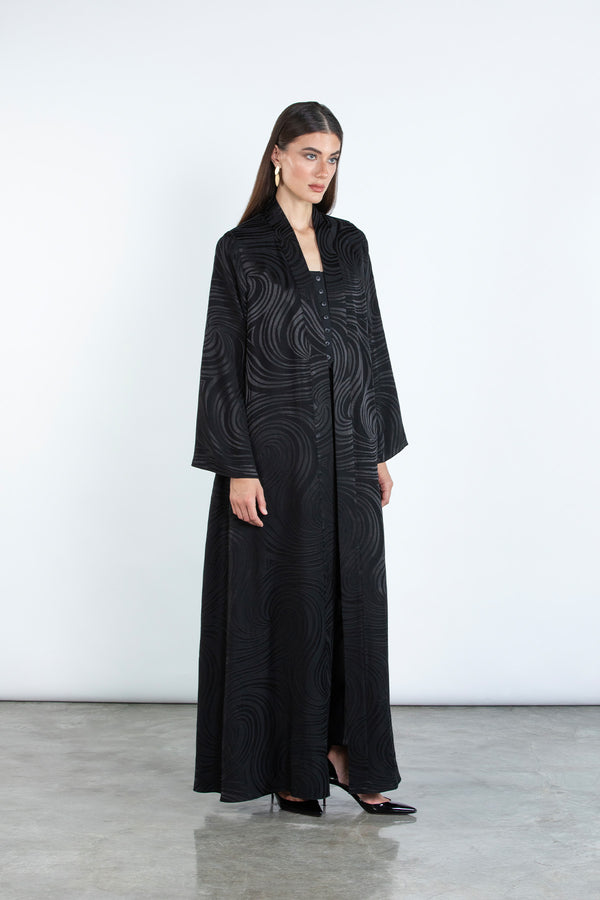 RTWS2503-BLK  SAHAR Textured Everyday Abaya