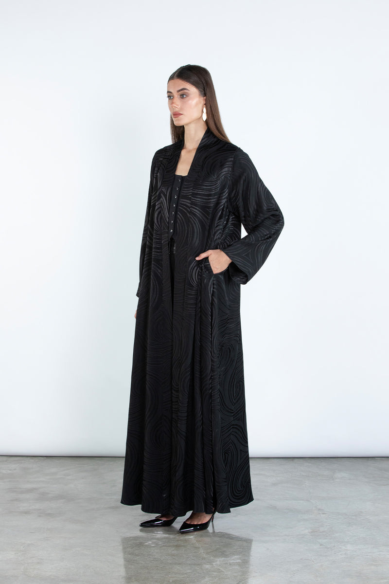 RTWS2503-BLK  SAHAR Textured Everyday Abaya