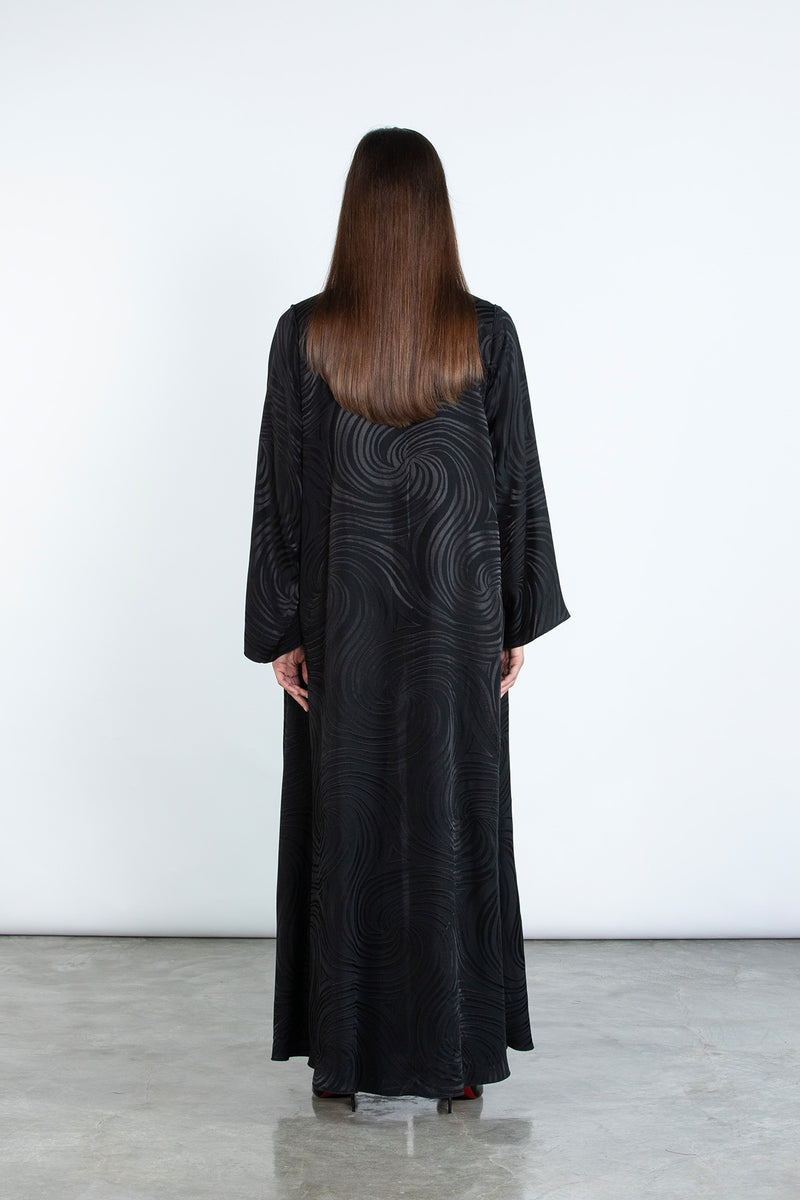 RTWS2503-BLK  SAHAR Textured Everyday Abaya