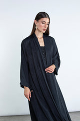 SM2505 Flared Kimono-Style Abaya with Embroidered Details