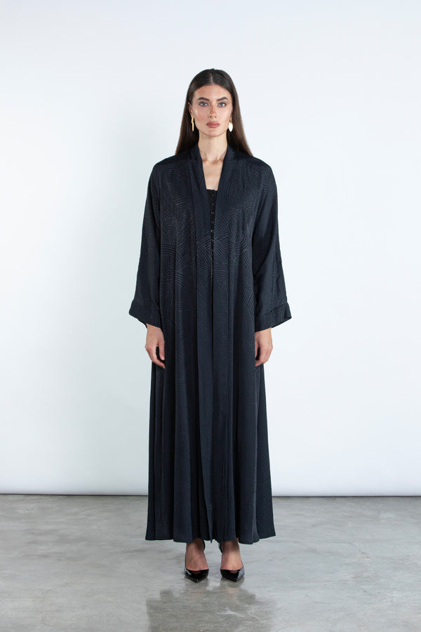 SM2505 Flared Kimono-Style Abaya with Embroidered Details