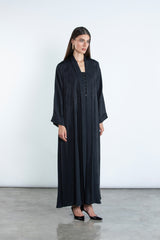 SM2505 Flared Kimono-Style Abaya with Embroidered Details