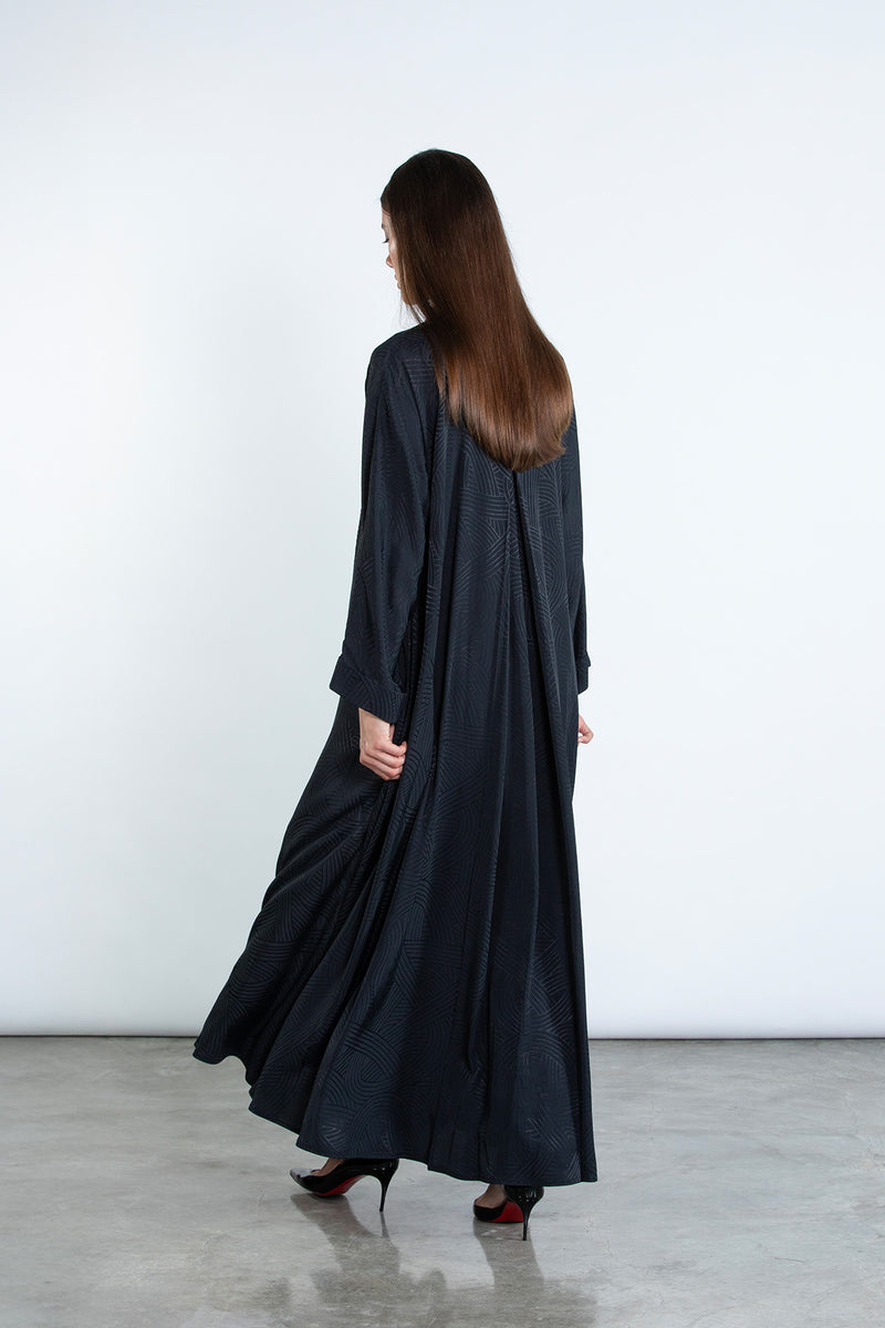 SM2505 Flared Kimono-Style Abaya with Embroidered Details