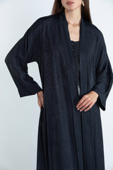 SM2505 Flared Kimono-Style Abaya with Embroidered Details