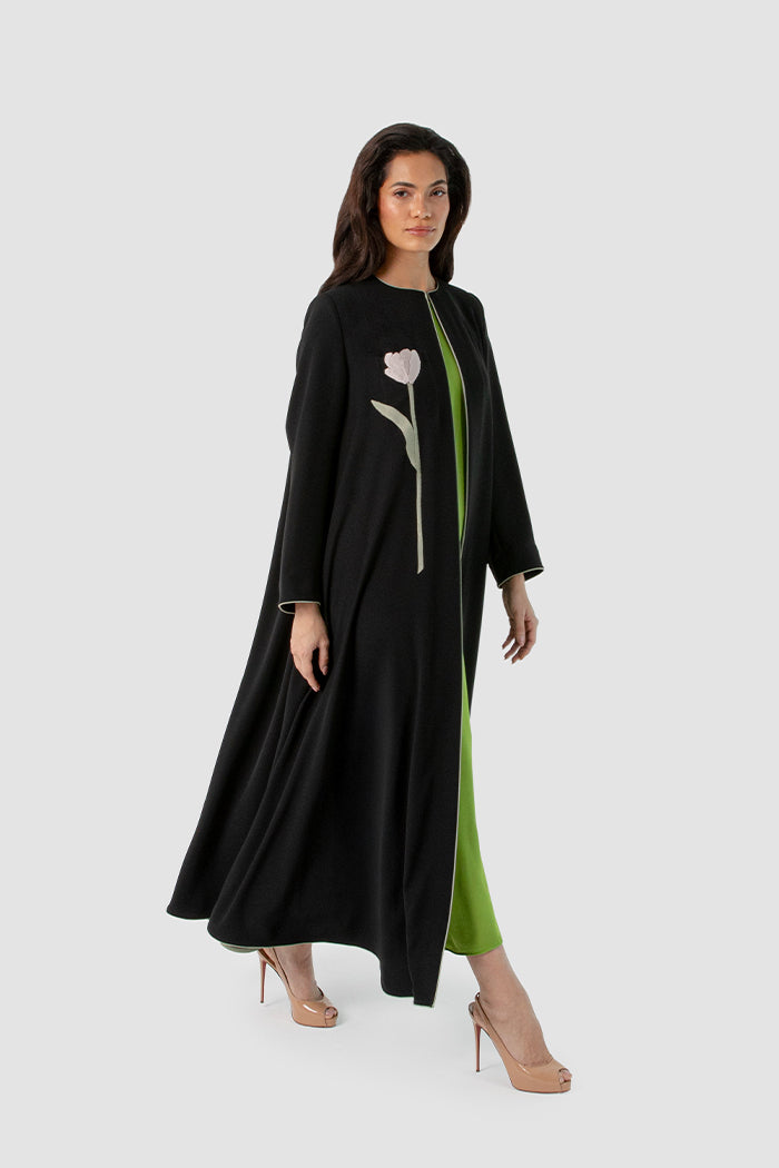 SM2517 Floral Bloom Flared Abaya