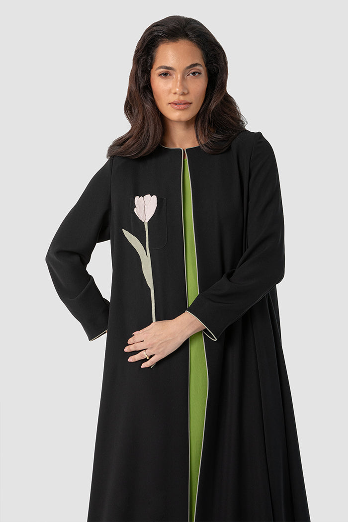SM2517 Floral Bloom Flared Abaya