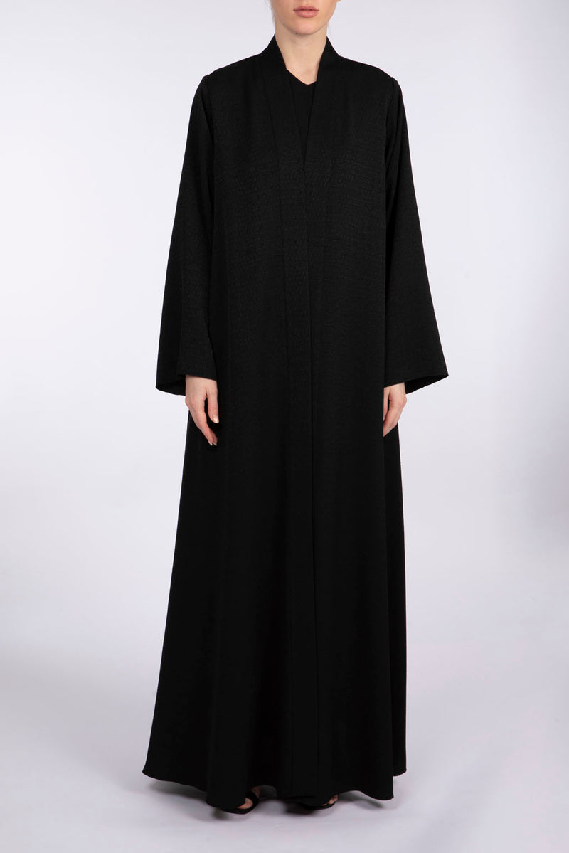 RTW2306 Classic Black Textured Crepe Abaya