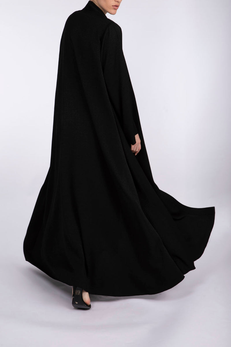 RTW2306 Classic Black Textured Crepe Abaya