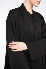 RTW2306 Classic Black Textured Crepe Abaya