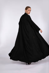 RTW2305 Black Square Motif Textured Crepe Abaya