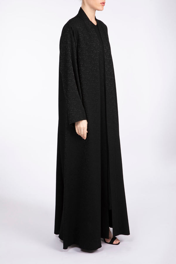 RTW2304 Stylish Black Textured Crepe Abaya