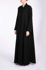 RTW2304 Stylish Black Textured Crepe Abaya