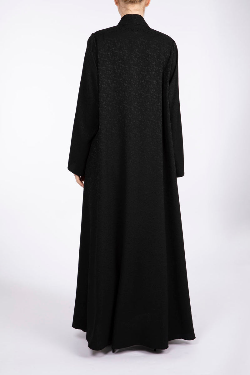 RTW2304 Stylish Black Textured Crepe Abaya